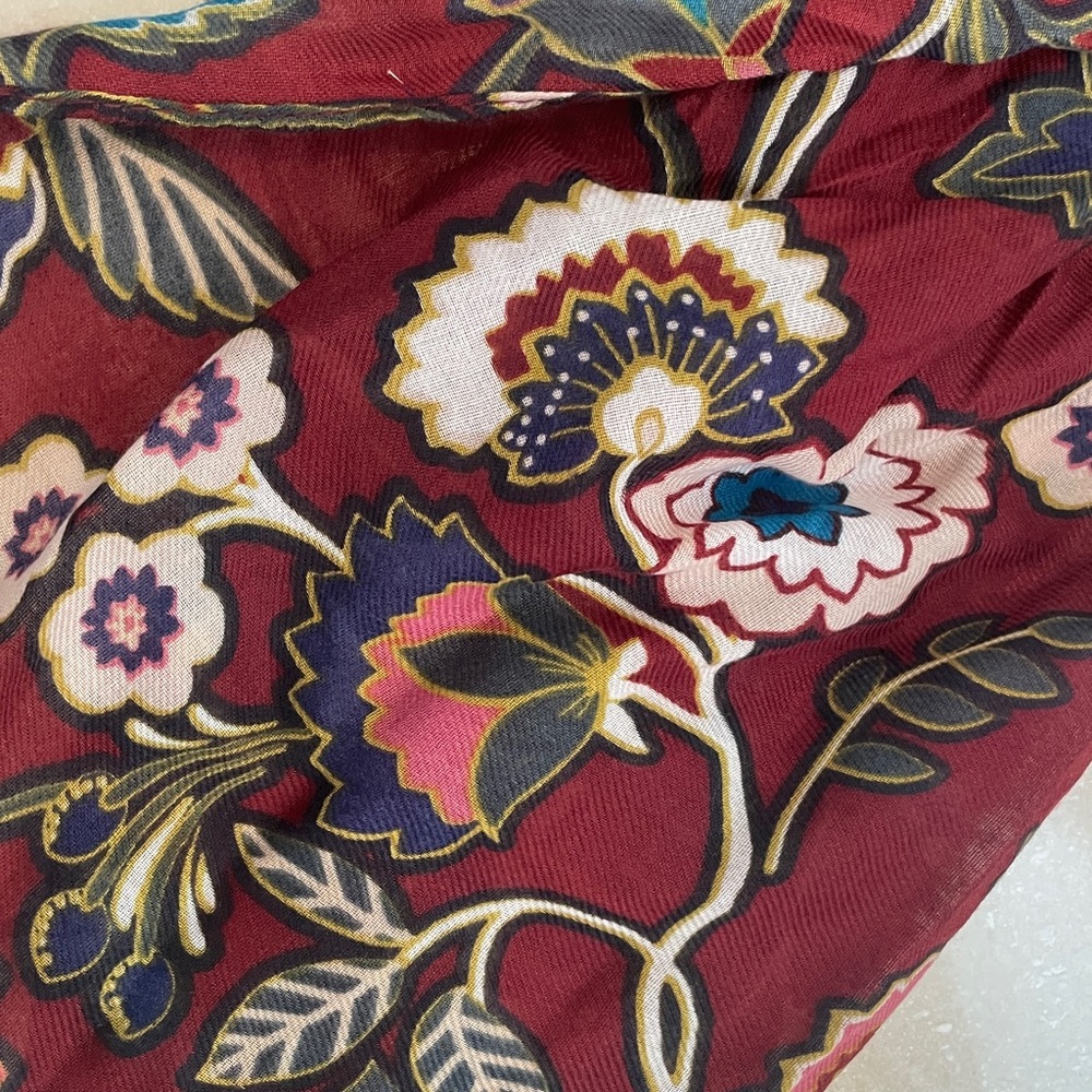 LOFT Burgundy Floral Scarf - Picture 3 of 3